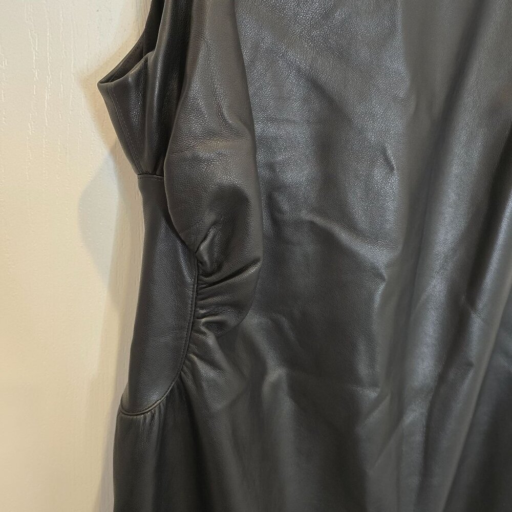 Sachin & Babi Holiday Party Diana Black Faux Leather Sleeveless Dress Size 14 - Picture 7 of 16